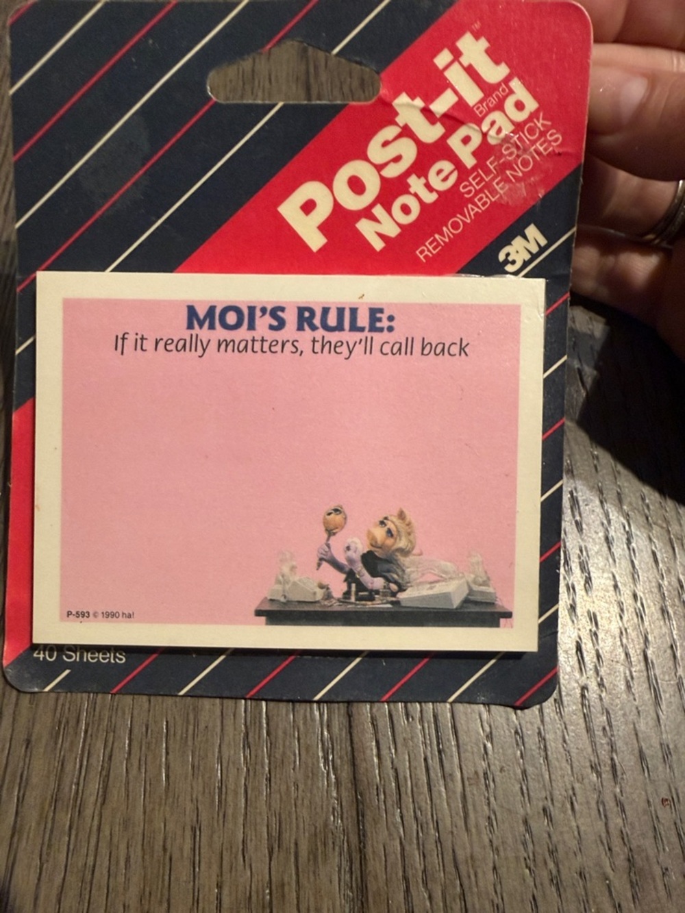 1987 / 1990 3M Post-it Note Pad - Pink "Moi's Rule" Decorative Notes